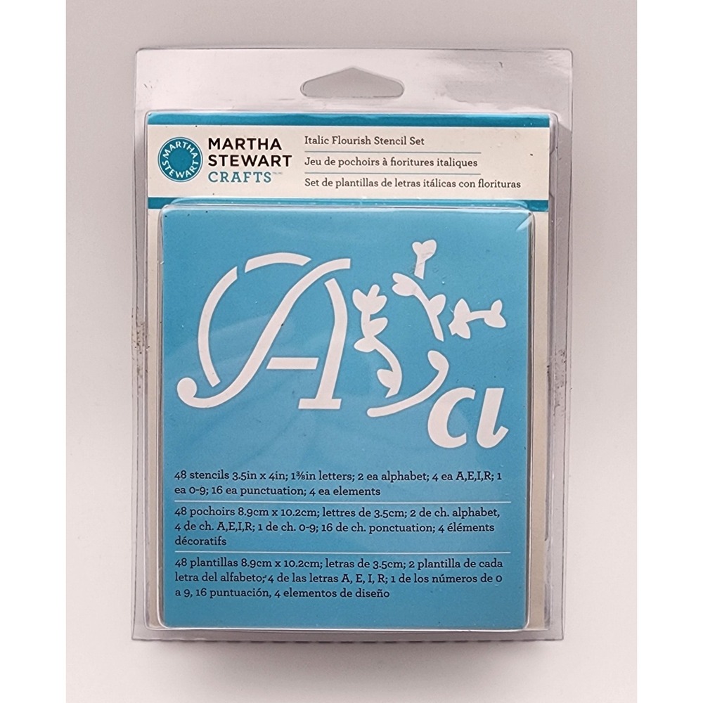 Martha Stewart Italic Flourish Stencil set~New Art Pattern Template Fancy Letter
